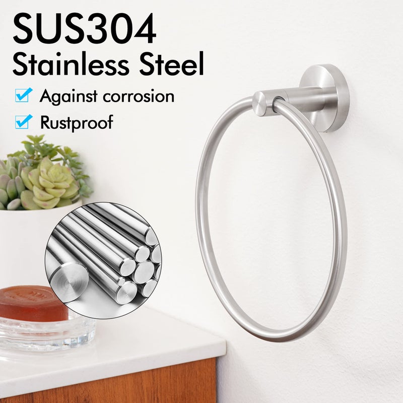 KES Towel Ring for Bathroom, Hand Towel Holder Round Towel Hanger Wall Mount SUS304 Stainless Steel Brushed Finish, A2180DG-2 - Image 3